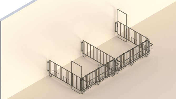 KERBL Modulare Zaunaufstallung Doppelset für 2x5er-Kälbergruppe mit Wandbefestigung